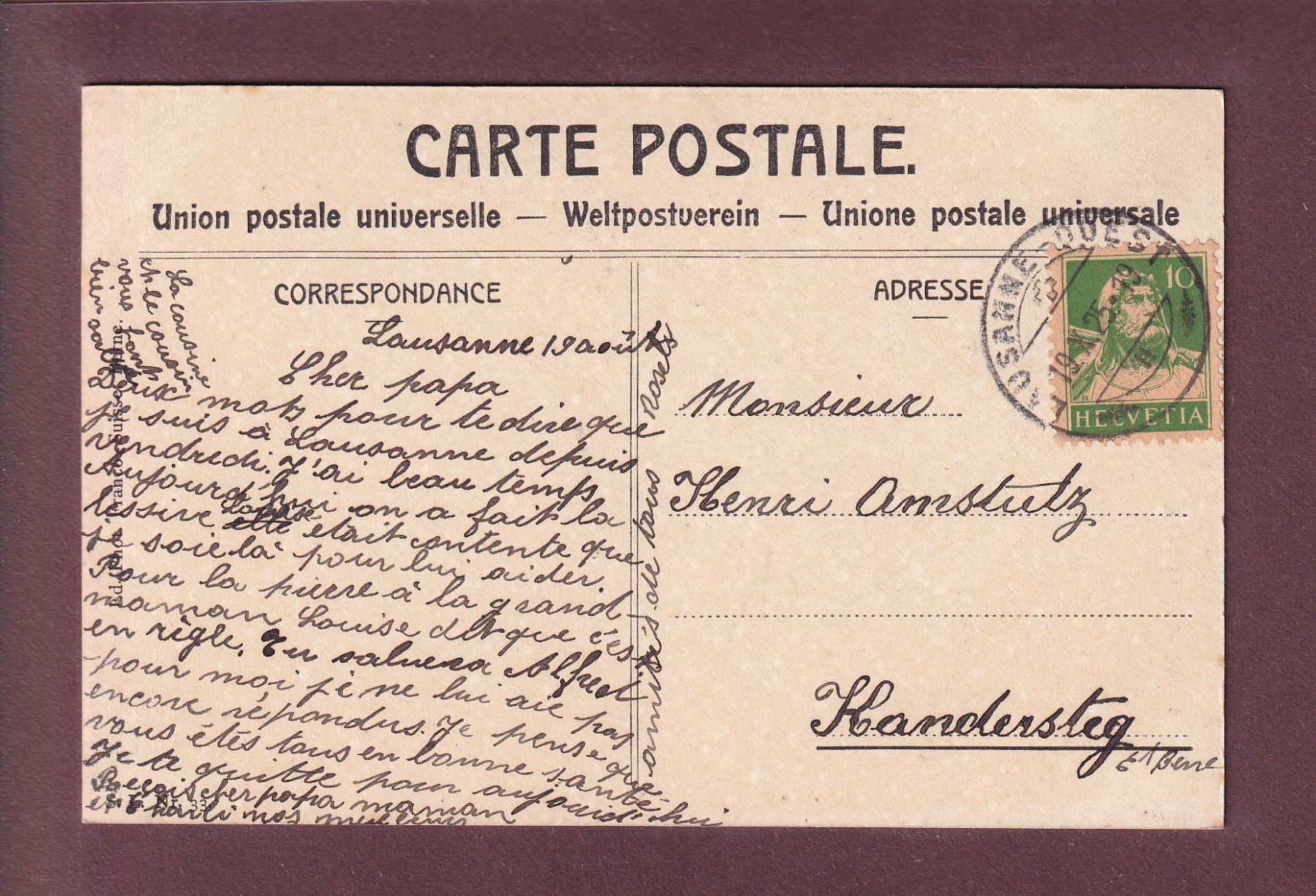 Cartoline postali: LAUSANNE vue de Montbenon - 1925 // pli d'angle // – Usato da Pully venduto da nicecards-shop 1