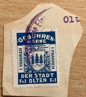 Fiskalmarke der Stadt Olten, gestempelt