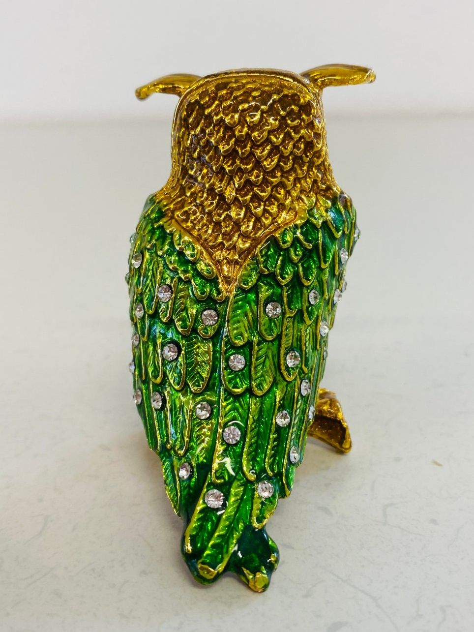 Portagioie: Kleine Schmuckdose Eule goldfarben mit Strass-Steinen – Usato da Niederhelfenschwil venduto da Chleeblatt1938 2
