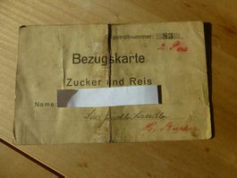 Bezugskarte für Zucker und Reis ca. 1920