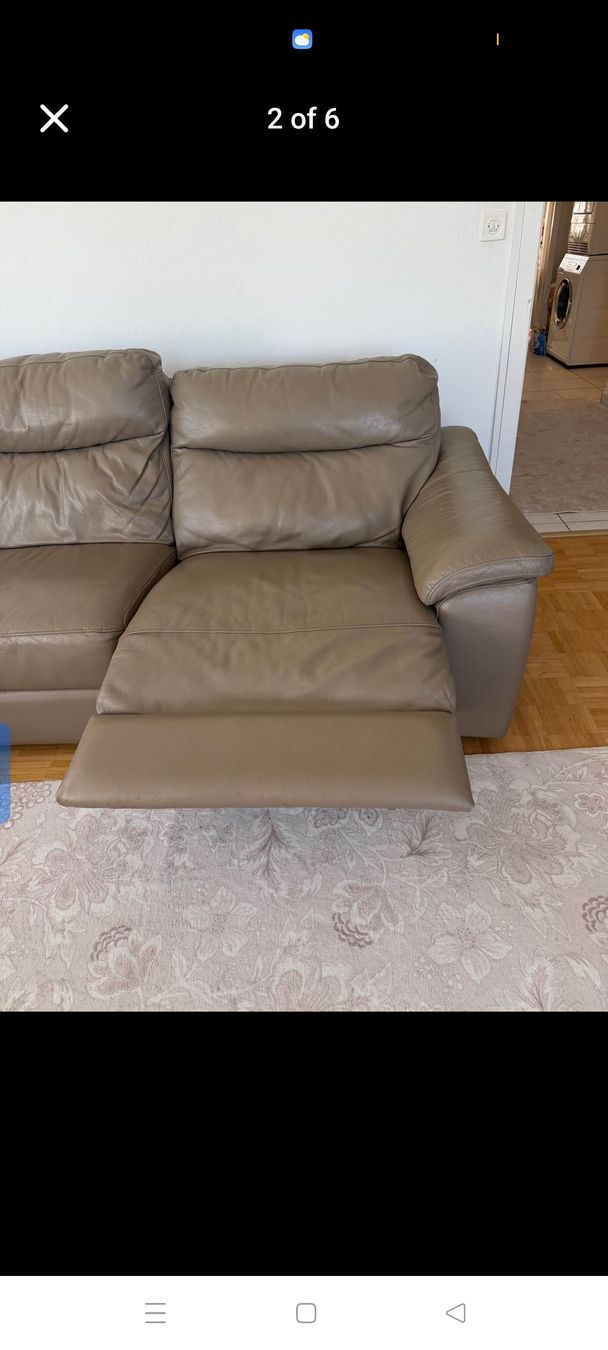 Sofas: Large L-Shaped Leather Sofa with Recliner Function Beige – Neuf (Voir description) à Bazenheid par ksa_s9ct 2