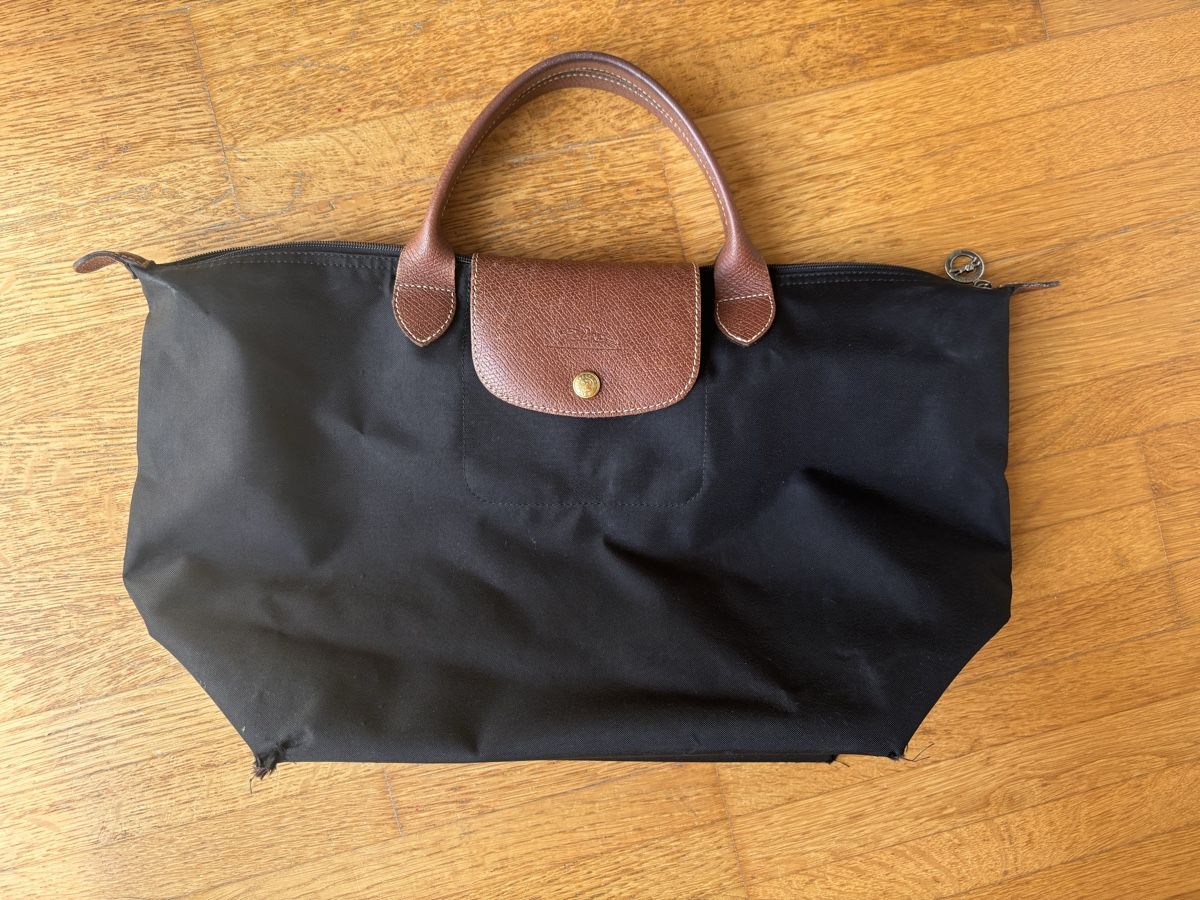 Longchamp Borse: Longchamp Le Pliage shoulder bag black leather, used – Usato da Zürich venduto da val_vbn2