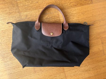 Longchamp Le Pliage shoulder bag black leather, used