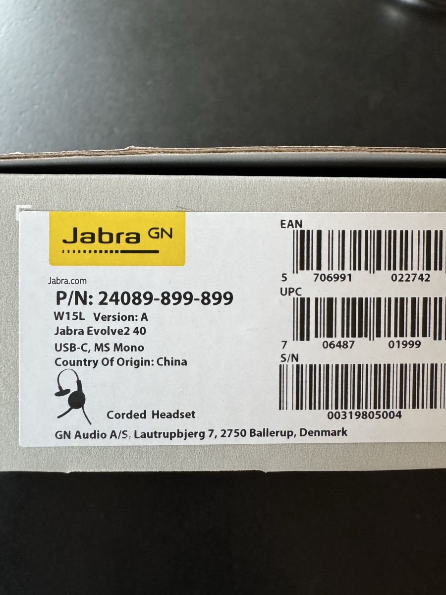 Jabra Cuffie: Jabra Evolve2 40 USB-C MS Mono originalverpackt – Nuovo e nell'imballaggio originale da Berneck venduto da Koenner.J 1