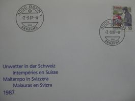 FDC Unwetter Schweiz 1987, Marke mit Zuschlag