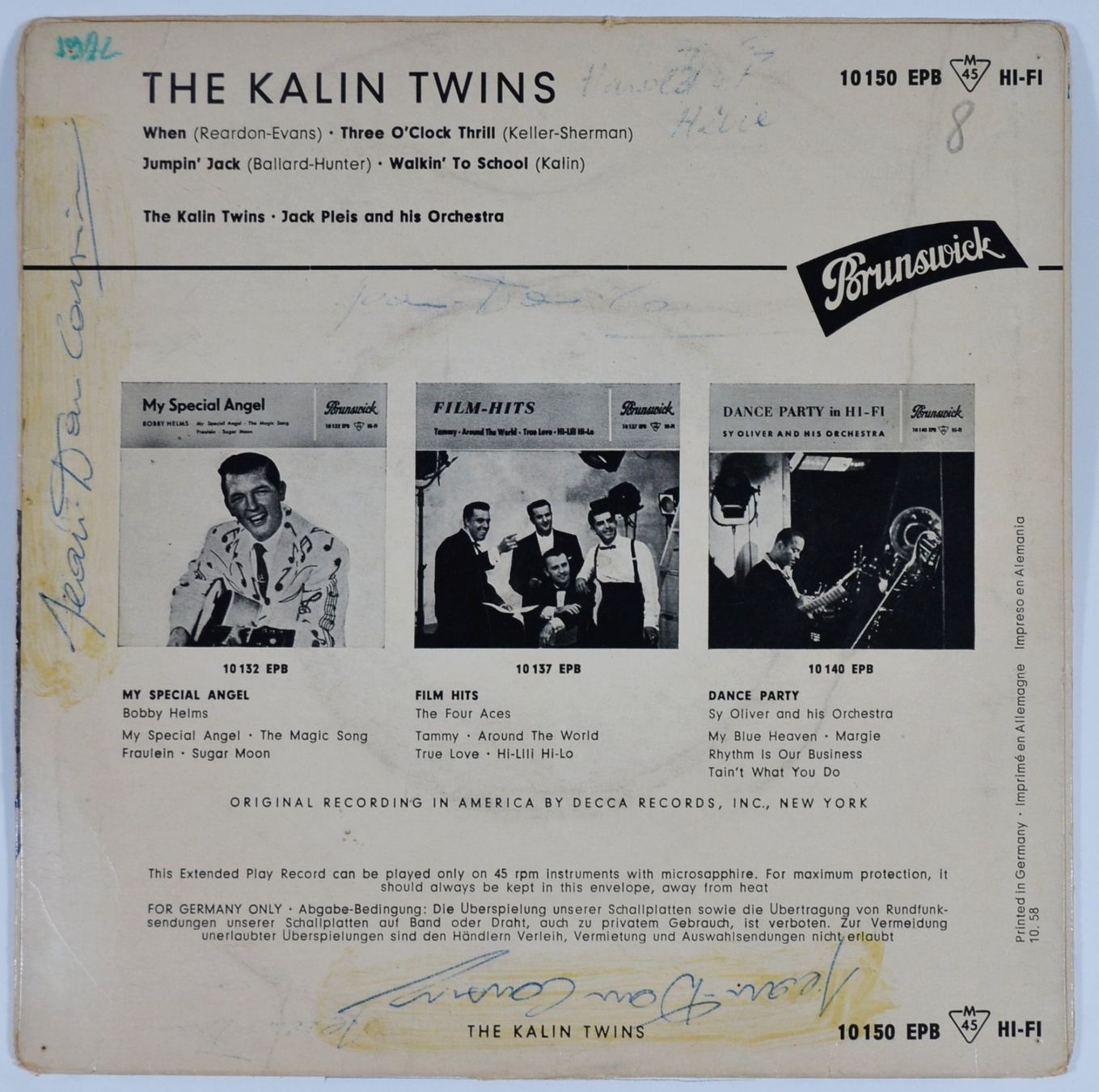 Vinyles: EP: THE KALIN TWINS - When – D'occasion à Frenkendorf par Yard-Sale-2000 1
