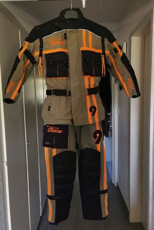 Motorradkombi Textil beige schwarz orange Grösse 128