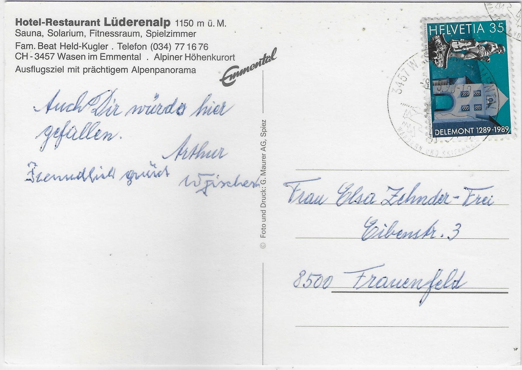 Cartoline postali: Hotel-Restaurant Lüdernalp - Wasen – Usato da Ettingen venduto da Kartenplanet 1