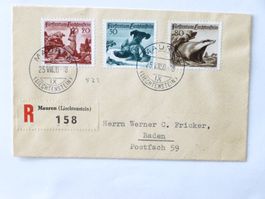 FL - R - Brief, Jagdserie 1950, MAUREN 25.VIII.50 > BADEN