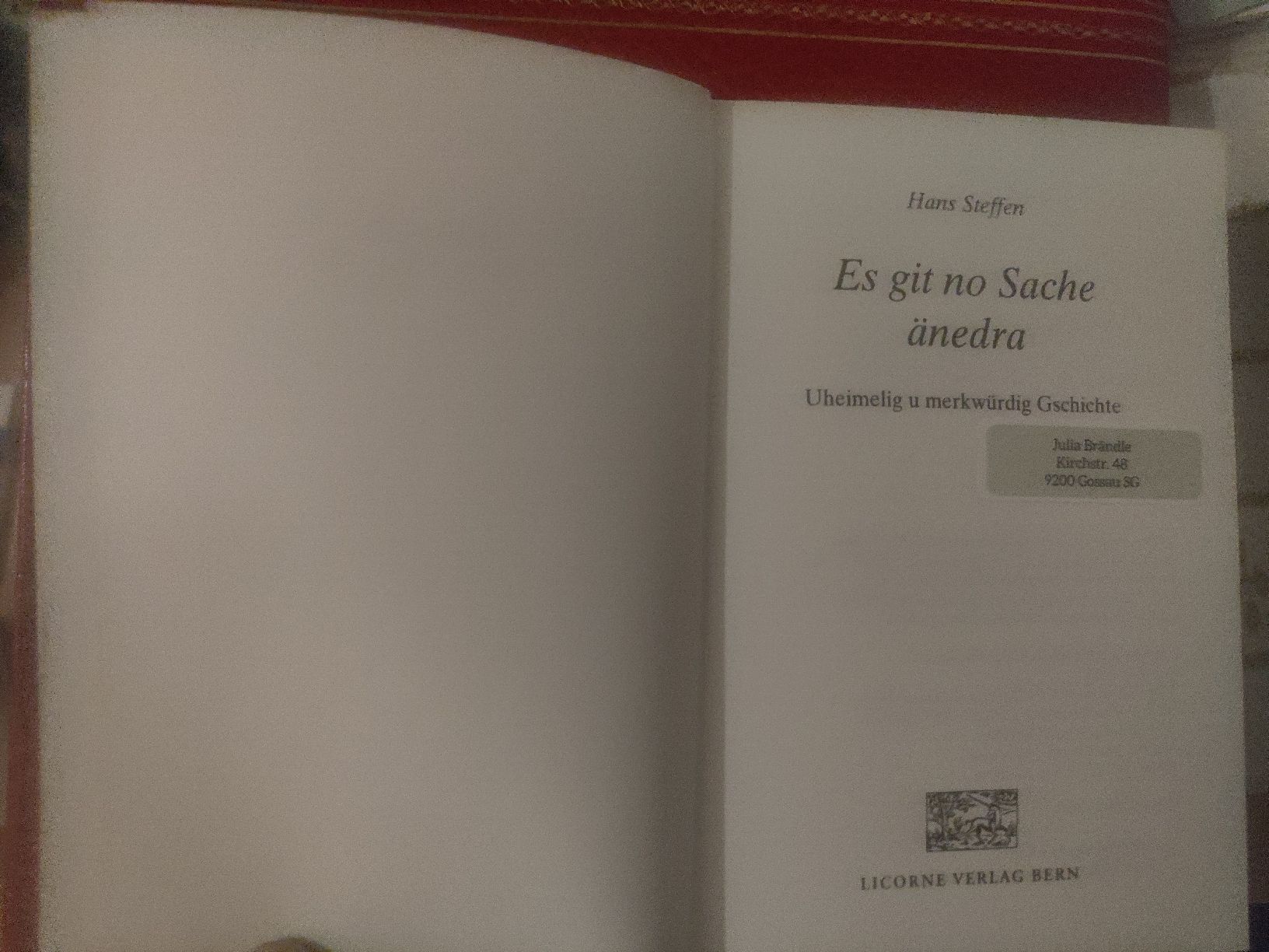 Libri: Hans Steffen Buch: Es git no Sache änedra – Usato da Gossau SG venduto da mog_2q7f 2