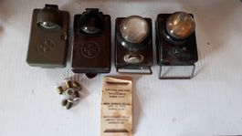 Taschenlampen,Vintage,4 Stück,mit Birnen