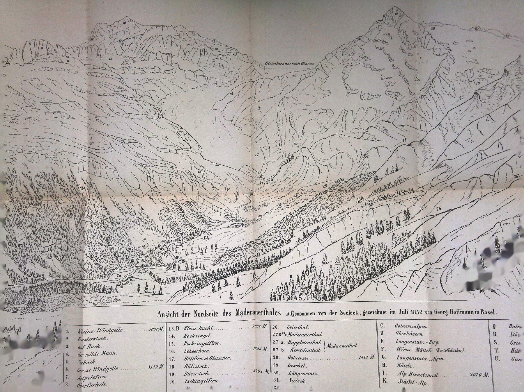 Incisioni: Maderanertal grosse Panorama von Georg Hoffmann 1865 – Usato da Rafz venduto da Helvet32 1