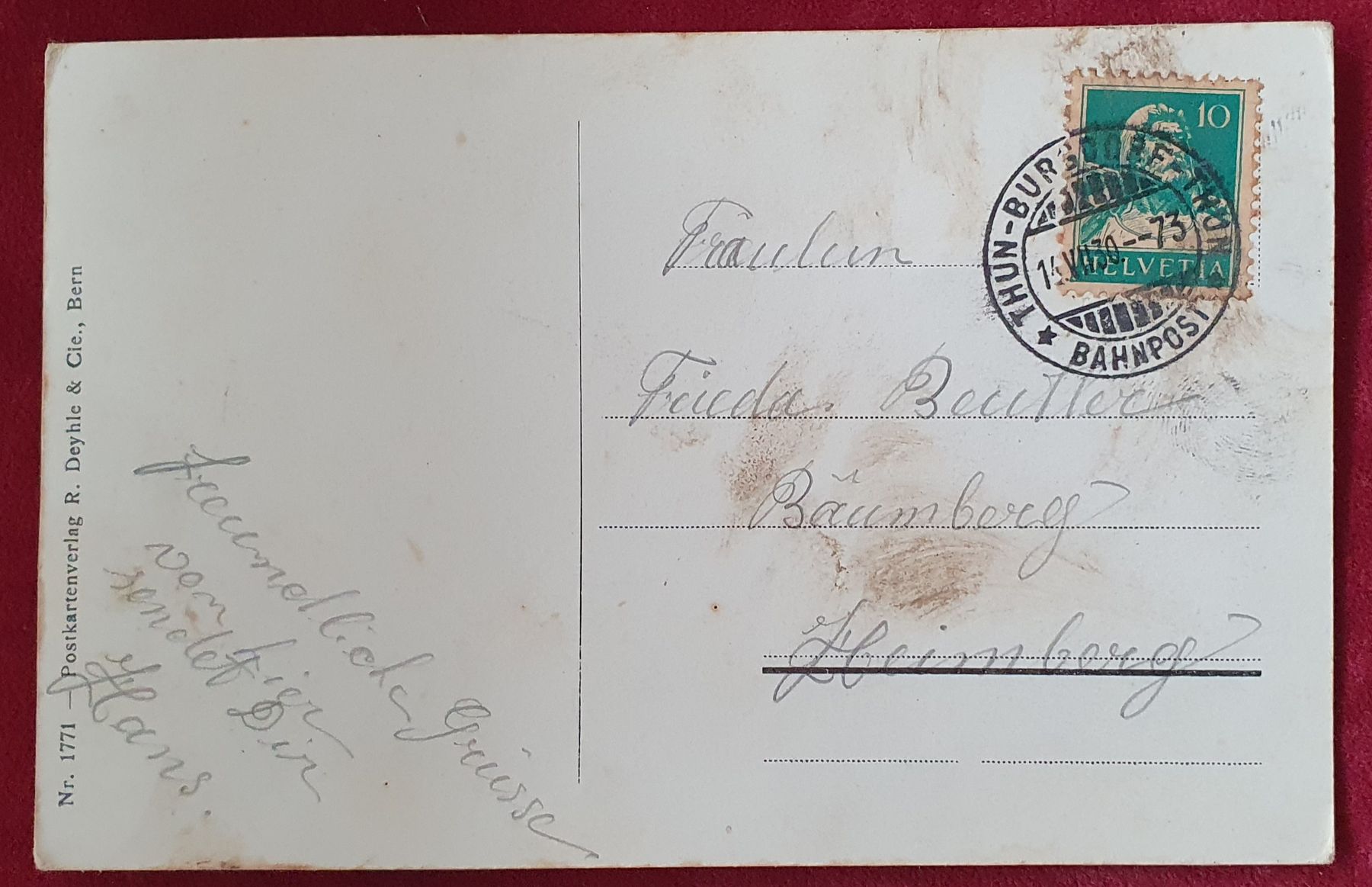 Cartoline postali: Ober-Diessbach 1930, mit Bahnpoststempel – Usato da Kreuzlingen venduto da Rschweiz1 1
