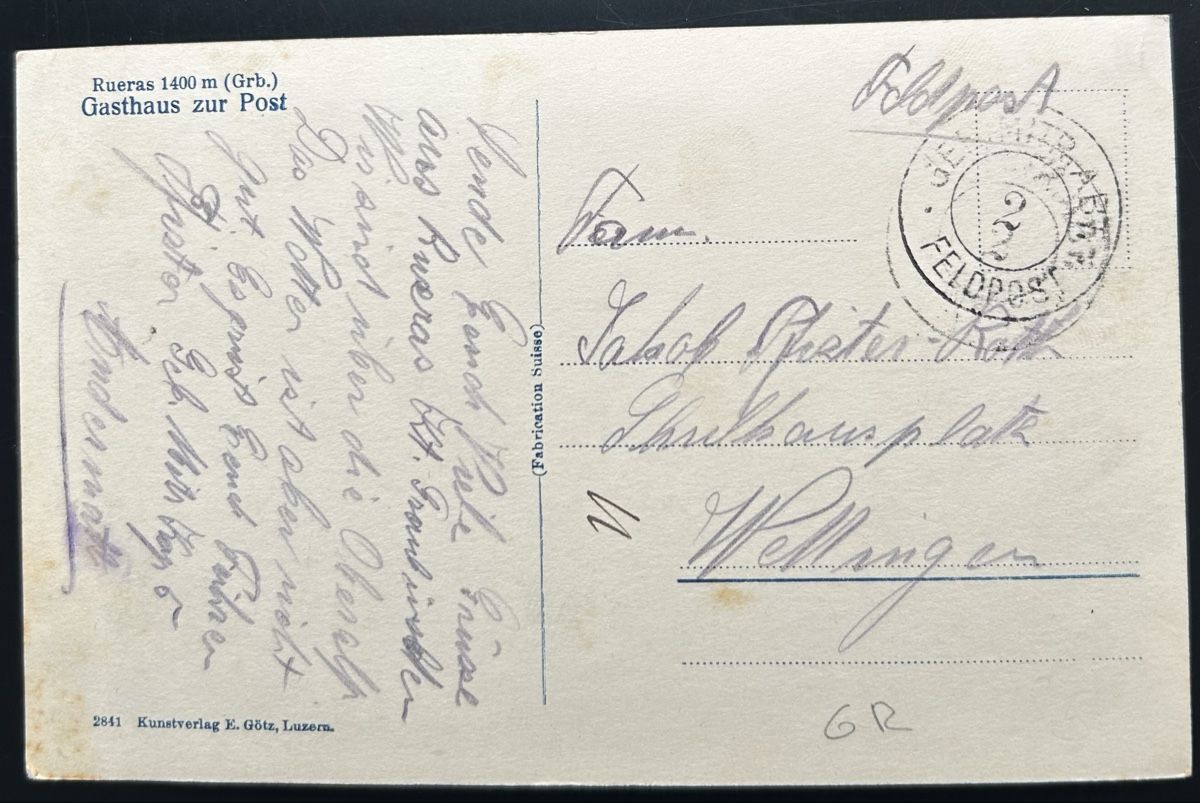 Cartoline postali: AK Rueras GR  – Usato da Horw venduto da Tellbub 1