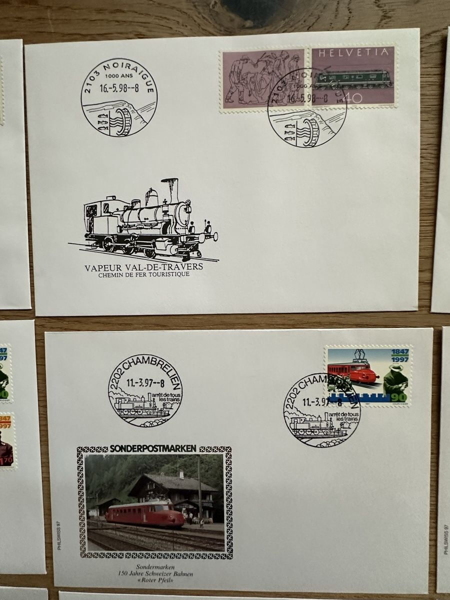 Tutti i francobolli: Schweiz - 12 Sonderbriefe BAHNPOST  – Usato da Schmitten / FR venduto da Samsara169 2