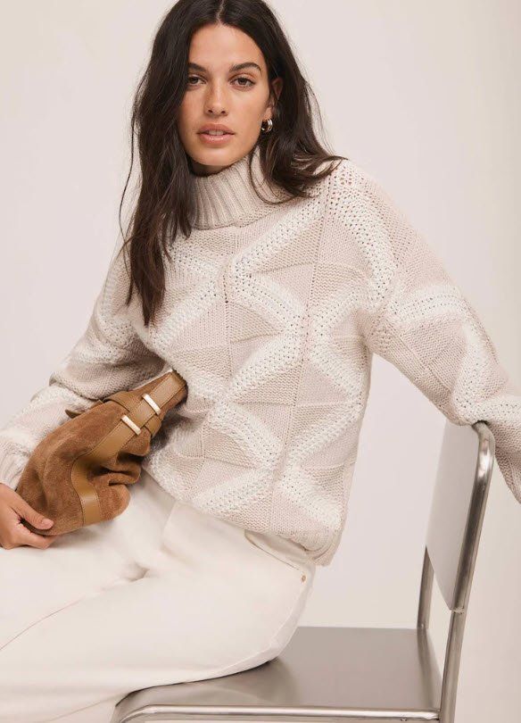 Maglioni & Felpe: Mint Velvet Strickpullover, Rollkragen, Beige/Weiss, Top! – Usato da Thalwil venduto da rozzan 2