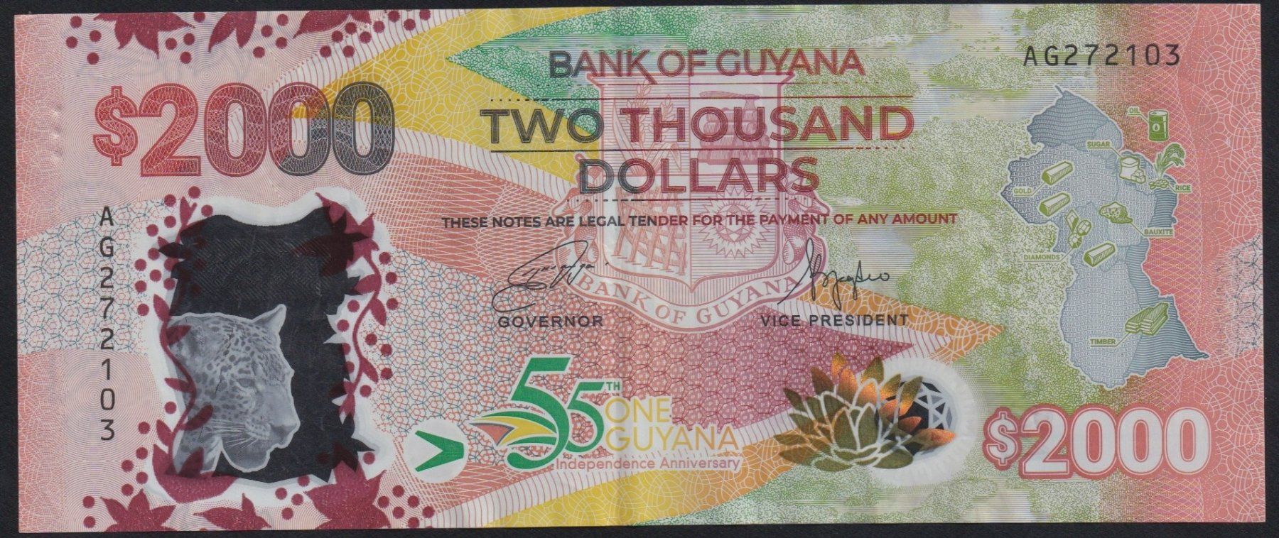 Billets de banque: Guyana 2000 Dollars 2021 – D'occasion à Brugg AG par banknoten_muesli