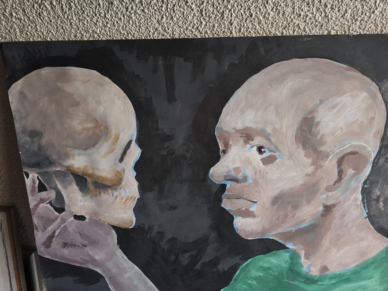 Poster & Bilder: Original Gemälde "Mann mit Schädel" 60x80cm – Gebraucht aus Winterthur von UmzugsFundgrube 5