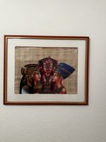 Ägyptisches Papyrusbild, gerahmt, Pharao und Königin