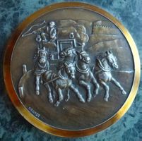 Medaille auf Marmorsockel ++ Andermatt Gotthardkutsche