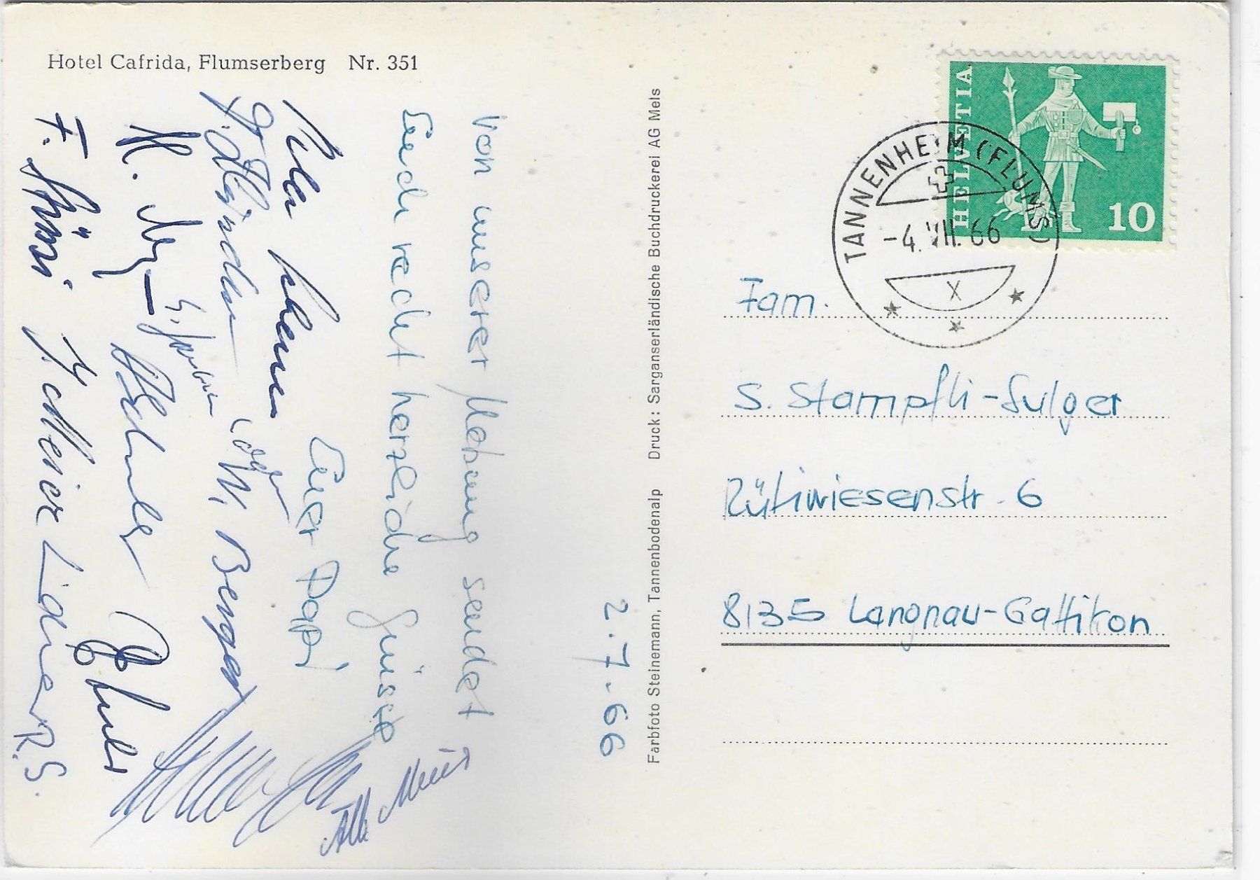 Cartoline postali: Hotel Cafrida - Flumserberg – Usato da Ettingen venduto da Kartenplanet 1