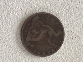 1 Penny Muenze aus 1888 "Jahr des Falls Jack the Ripper"