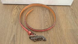 Echtleder Gürtel Made in Italy mit Krokodil-Schnalle –Gr. 85