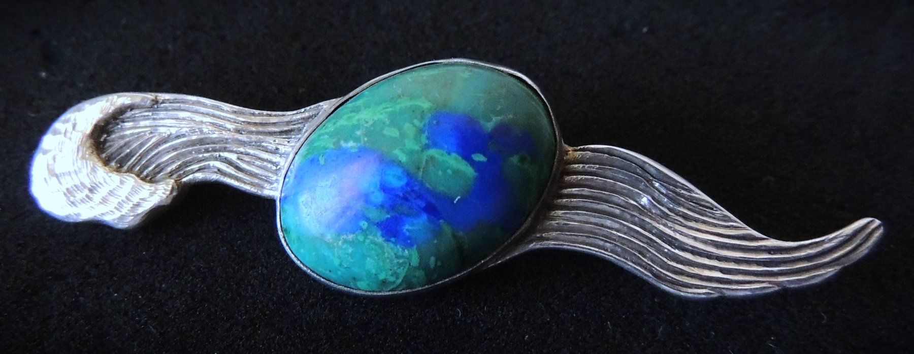 Spille & Fermagli: Malachit Azurit Silber 925 Brosche – Usato da Waldenburg venduto da schaller707 1