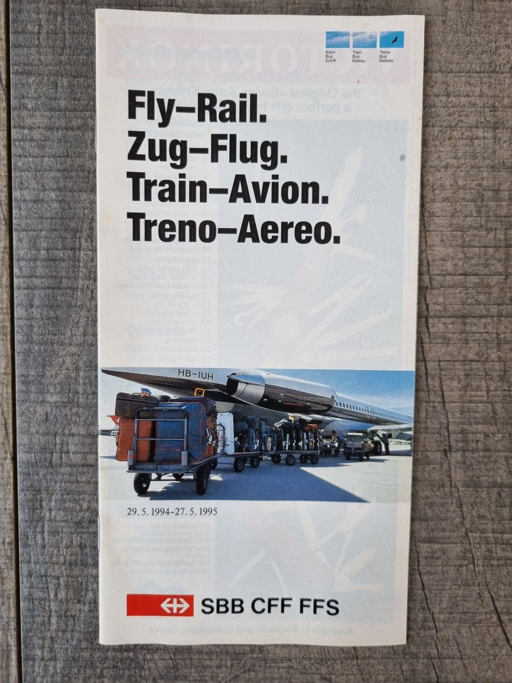 Dokumente: Prospekt SBB zug-Flug von 1995 – Gebraucht aus Bözberg von heinz-d
