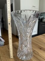 Grosse handgeschliffene Bleikristall Vase, schweres Kristall