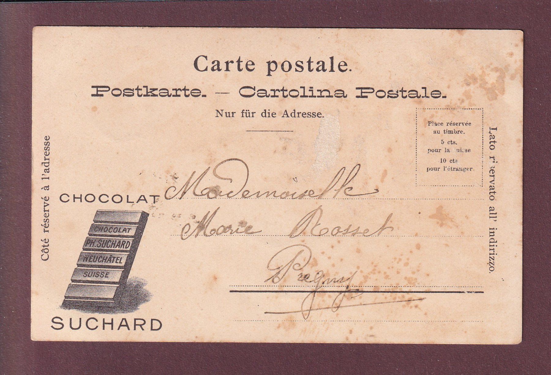 Ansichtskarten: BERNER OBERLAND - Cacao Suchard // dos blessé // – Gebraucht aus Pully von nicecards 1