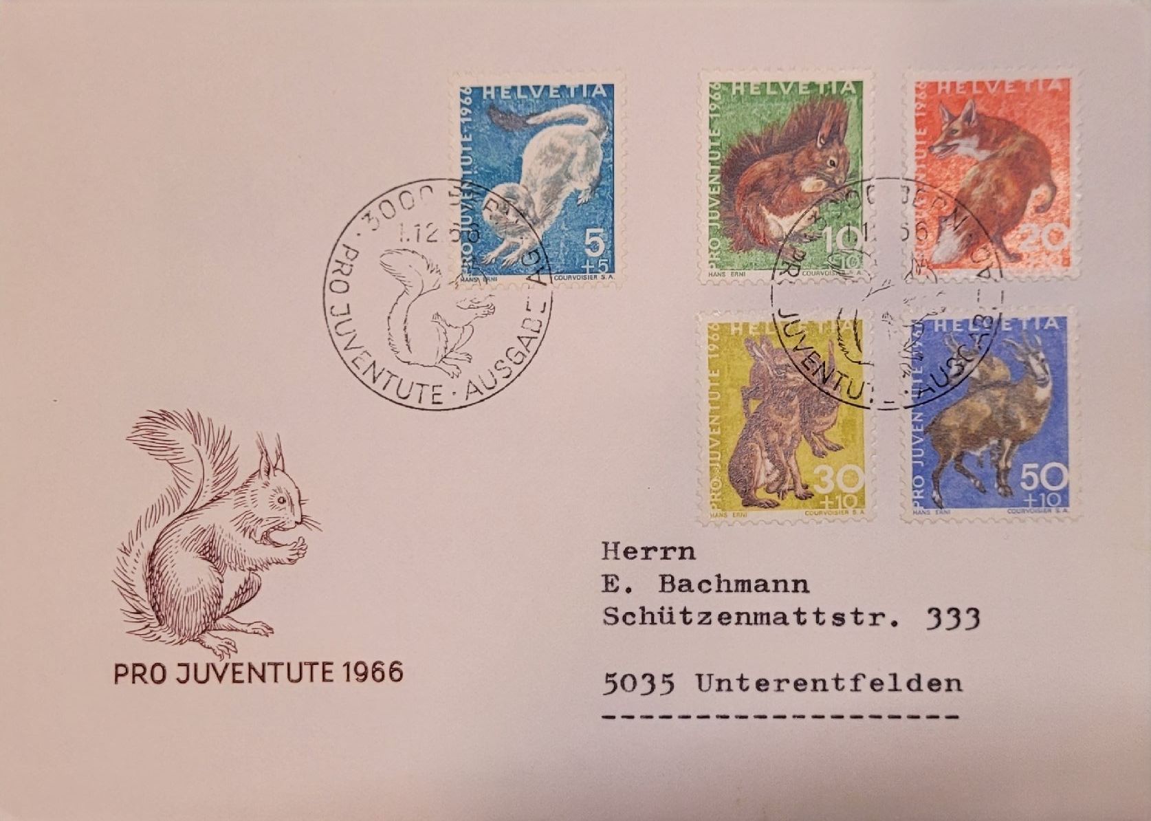 Tutti i francobolli: 5 Pro Juventute Ersttagsbriefe – Usato da Unterentfelden venduto da Grotto5 3