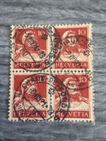 Briefmarken Block 4x Helvetia 10 Rappen Rot abgestempelt