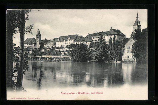 Cartoline postali: AK Bremgarten, Westfront mit Reuss, 1906 – Usato da Berlin venduto da bartko-reher