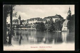 AK Bremgarten, Westfront mit Reuss, 1906