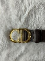 Christian Dior CD Ledergürtel Gr. 90 Schwarz Braun Gold
