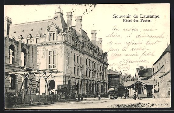 Cartes postales: Lausanne, Hotel des Postes, Strassenbahn – D'occasion à Berlin par bartko-reher