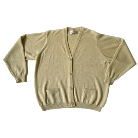 Strickjacke Cardigan XL BALLANTYNE Merino hell-vanille 1980s