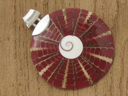 markanter Vintage Anhänger Silber 925 Muschel Operculum