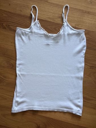 Top weiss mit pommel gr-M  fast NEU Lindengrün Trägershirt