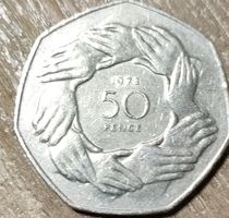 50 Pence 1973 Münze Hände-Motiv seltener Umlaufschatz