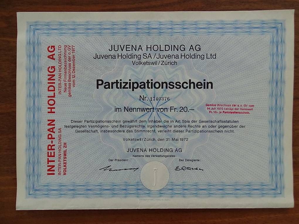 Documenti: PS Juvena Holding AG – Usato da Schwyz venduto da schwyzch