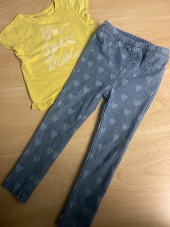 Süesses Sommer Set, Zara Shirt und Leggings mit Herzen, 104