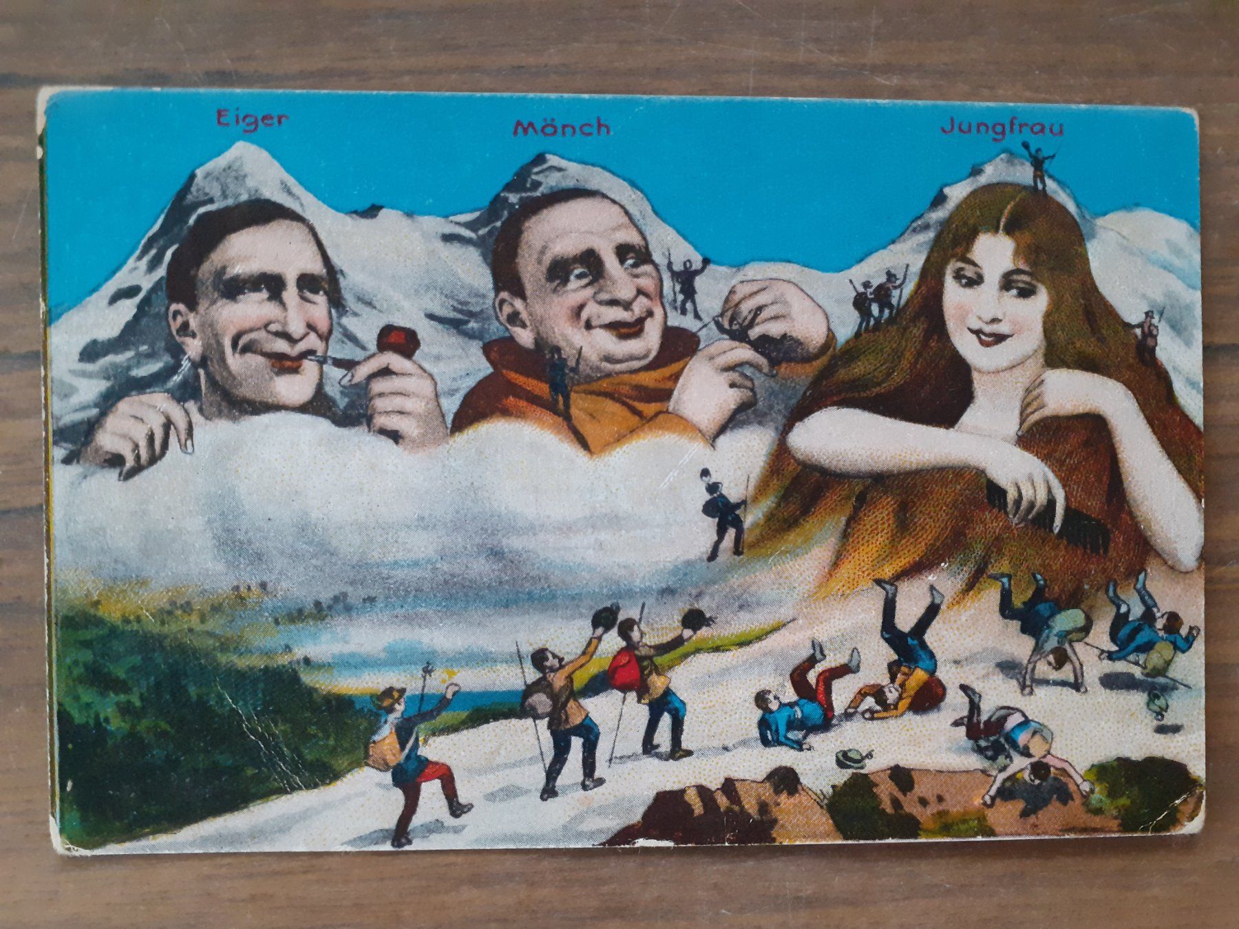 Cartoline postali: Antike Ansichtskarte Berggesichter -  Eiger, Mönch, Jungfrau – Usato da Mörschwil venduto da antiksalon