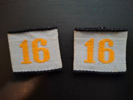 2 Stück Ärmelabzeichen Nummer 16, Top Zustand! Rarität