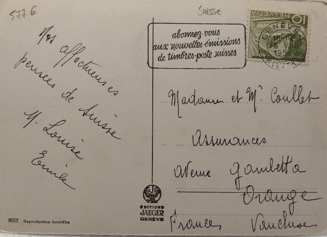 Ansichtskarten: GENÈVE - Souvenir - 1959 – Gebraucht aus Delémont von Domdom1 1