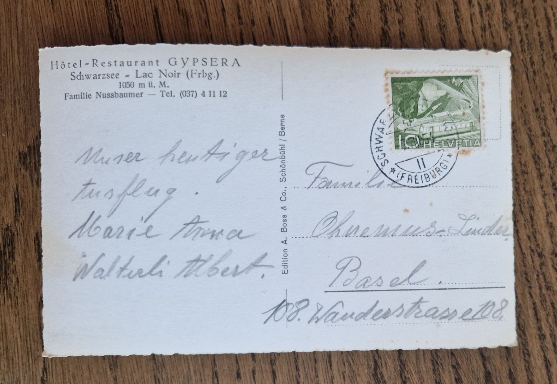 Cartoline postali: Flugaufnahme Schwarzsee 1954 – Usato da Ebikon venduto da Donar50 1