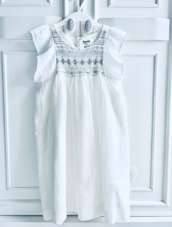 Bonpoint Couture girls 100% linen dress & lined 6-8 Y NEW