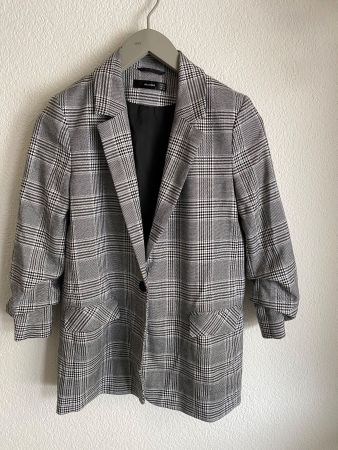 Hallhuber Blazer, Karomuster, Grau/Weiss, Gr. 38