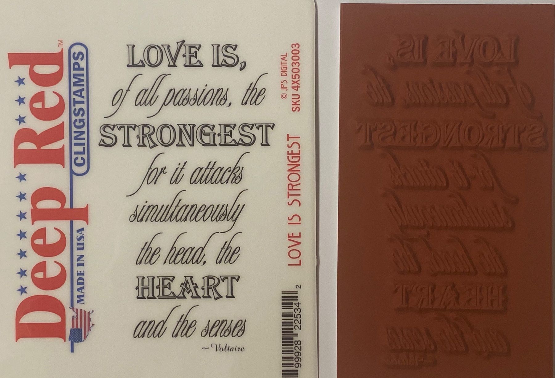 Timbri: Deep Red "Love is Strongest" Cling Rubber Stamp – Nuovo e nell'imballaggio originale da Wichtrach venduto da Mona1994 2